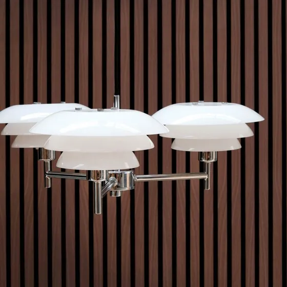 Dyberg Larsen DL20 Lampadario Opale e Cromo a 3 Luci