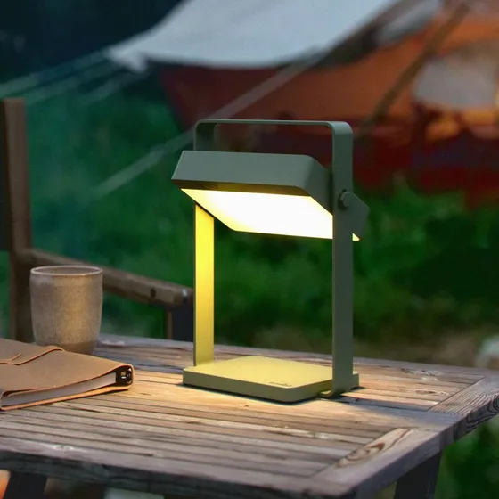 Nordlux Lampada LED da tavolo solare Saulio, verde oliva, IP44