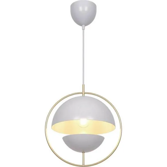 Lampada a sospensione Nordlux Tavia bianca con dettagli in ottone