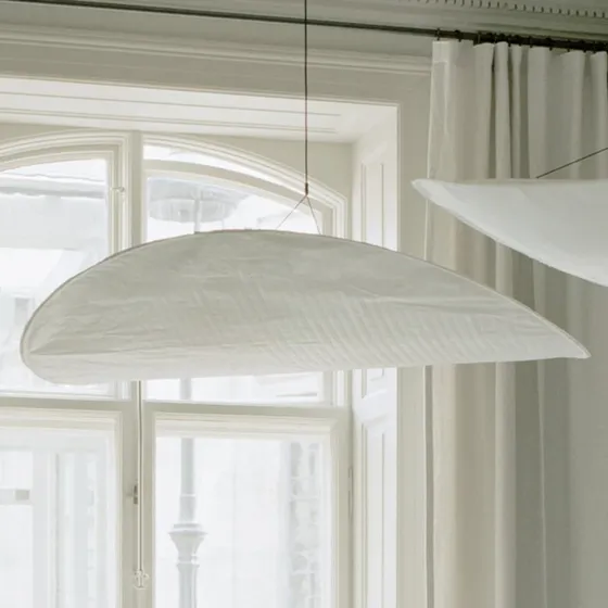 Lampada a sospensione New Works Tense, Ø 120 cm, Bianca