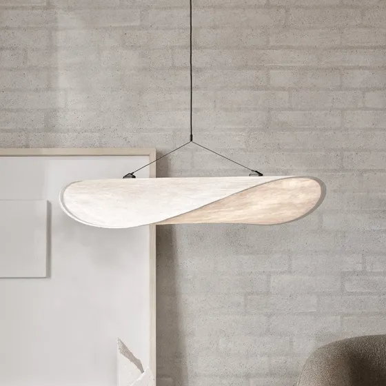 Lampada a sospensione New Works Tense, Ø 70 cm, Bianca
