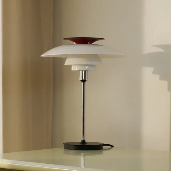 Louis Poulsen Lampada da tavolo PH 80, Bianco/Rosso/Cromo