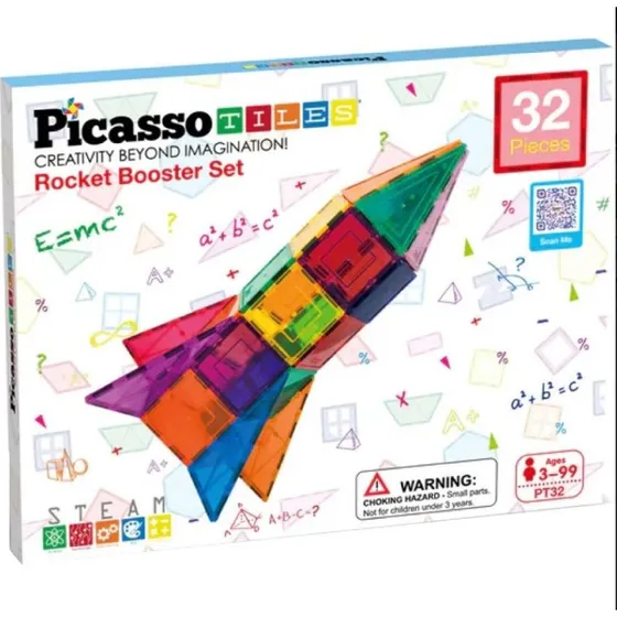 PicassoTiles Magnetic Piastrelle Rocket 32pz