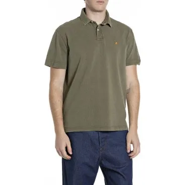 Polo Replay Verde Oliva in Cotone Piqué - M3431A.000.22696M
