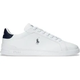 Ralph Lauren Heritage Court II Sneakers in Pelle Bianco e Blu Navy - 42
