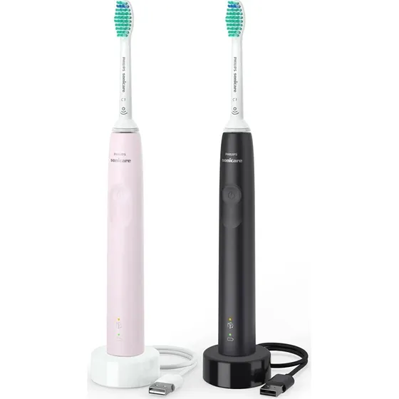 Philips Sonicare 3100 HX3675/15 Coppia Spazzolino Elettrico Nero/Rosa