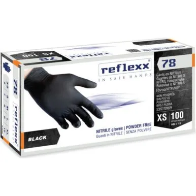 ReFlexx 78 Guanti Nitrile Nero Senza Polvere L