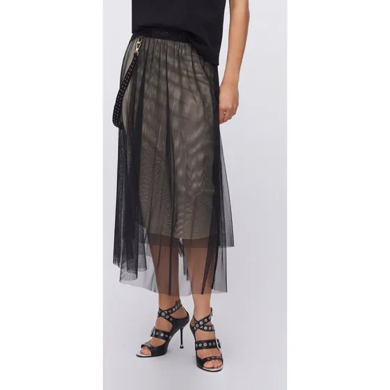Liu Jo Gonna Lunga Nero Tulle Asimmetrico