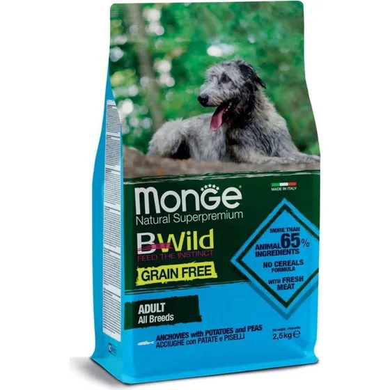 Monge BWild Natural Grain Free Acciughe Patate Piselli Cane Adulto