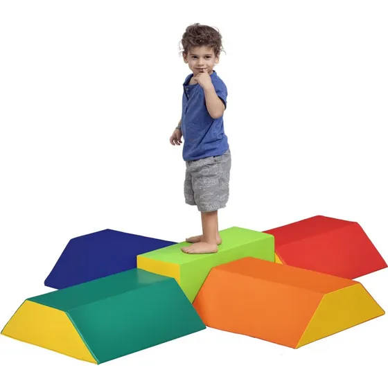 HOMCOM Set Costruzioni Morbide 5 Blocchi Rettangolo/Trapezio Multicolore