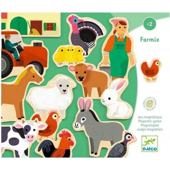 Djeco Set Figure Magnetiche in Legno Fattoria