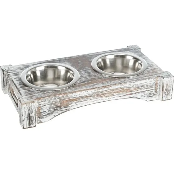 TRIXIE Ciotole Dinner Set in Acciaio Inox con Supporto in Legno
