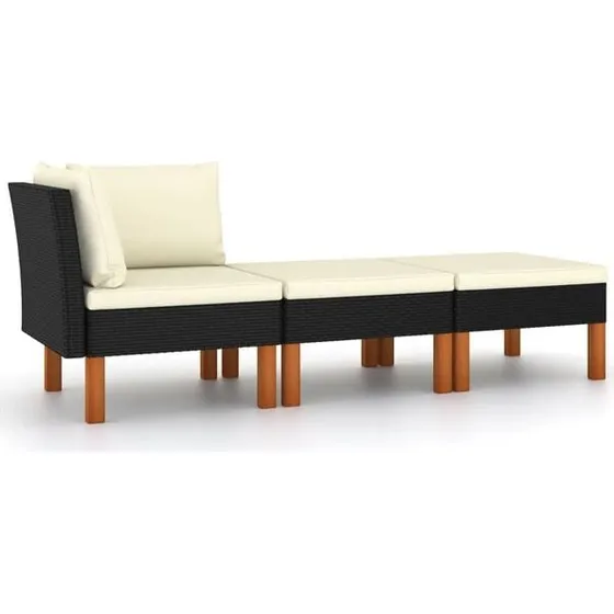 vidaXL Set Divani Giardino 3 pz Polyrattan Eucalipto