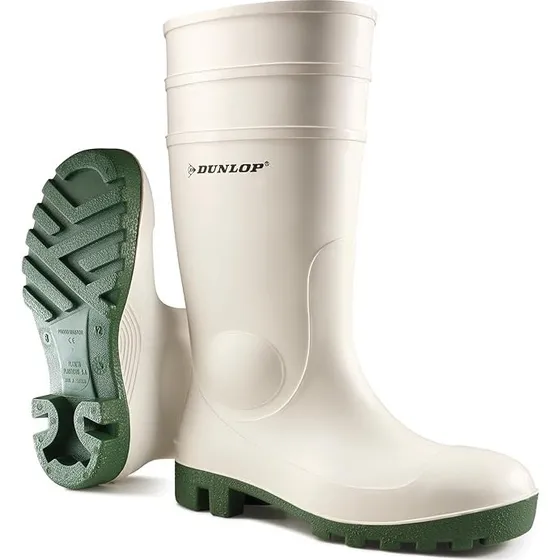 Dunlop Stivali di Sicurezza PVC Bianco/Verde 171BV