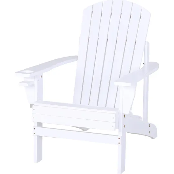 Outsunny Sedia Adirondack Legno Bianco 97x72.5x93cm