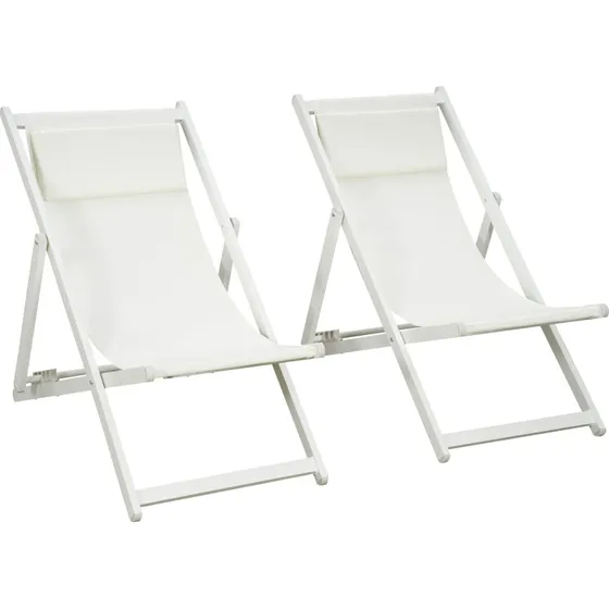 Outsunny Set 2 Sdraio Pieghevoli in Alluminio Beige