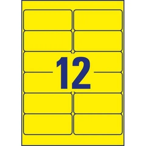 Avery Etichette Poliestere Giallo Fluore 99,1x42,3mm L6107-20
