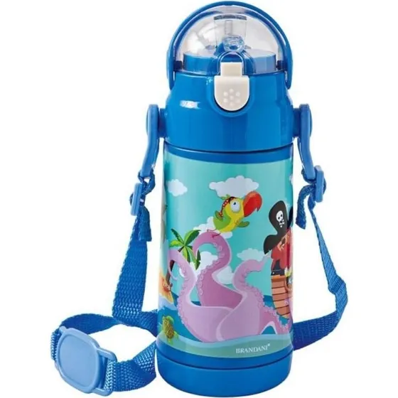 Brandani Bottiglia Termica Baby 350ml con Cannuccia Azzurra