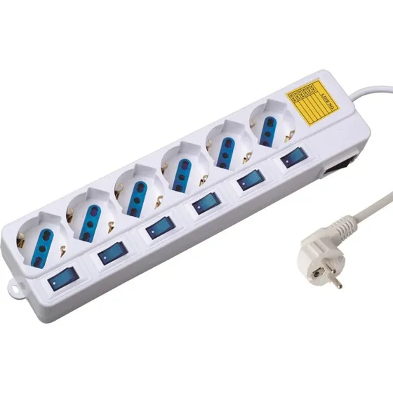 Ewent EW3932 6 prese AC bianco 1,5 m