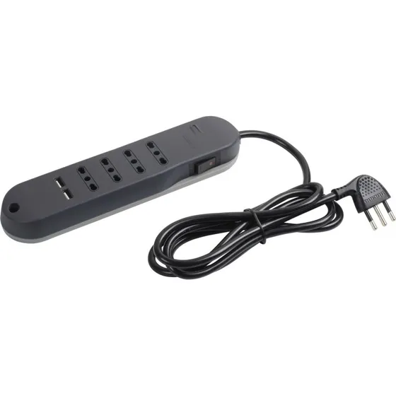 Bticino Slim 4 prese bipasso 2 USB 1,5 m grigio
