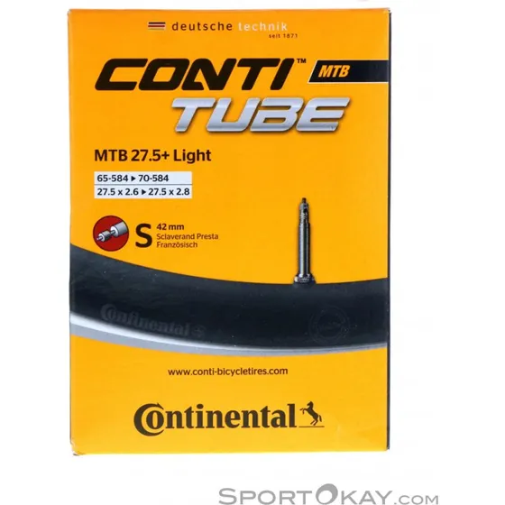 Continental MTB 27.5 B+ Camera d'Aria 27.5x2.6-2.8 Presta 42mm Nero