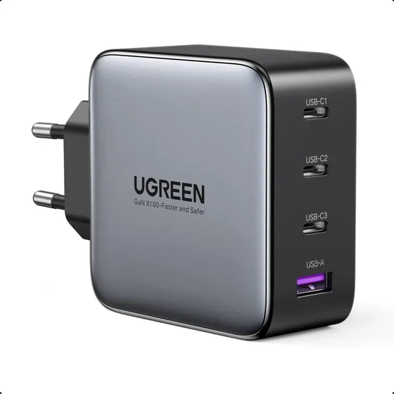 UGREEN Caricatore USB 100W GaN Nexode 3x USB-C 1x USB3 Nero