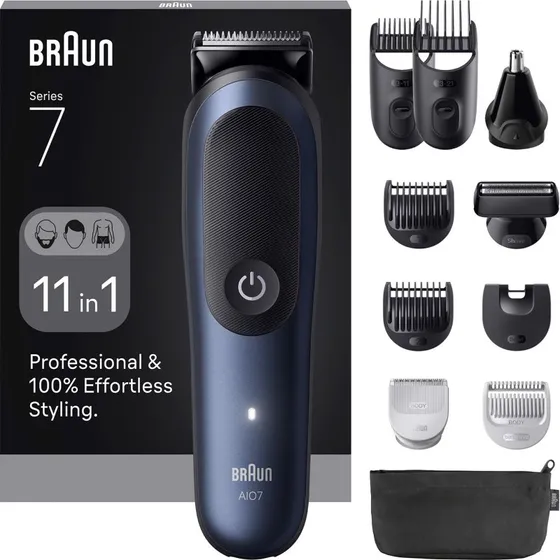 Braun AIO7540 Regolabarba e Tagliacapelli Nero Blu