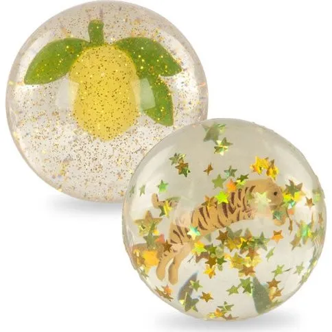 Konges Slojd Palline con Glitter e Figure 3D Limone/Tigre 2 pz