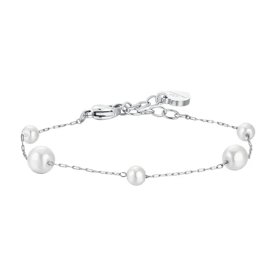 BRACCIALE LUCA BARRA BK2687 in Acciaio con Perle