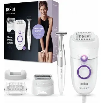 Braun Silk-épil 5-825 Epilatore Donna 28 Pinzette Bianco/Porpora