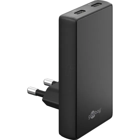 GOOBAY Caricabatterie USB 65W 2x USB-C PD 90° Nero
