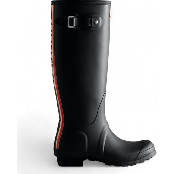 Hunter Original Tall Back Logo Nero Rosso Donna