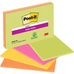3M Post-it Super Sticky Meeting Notes 203x152mm Neon 45 fogli