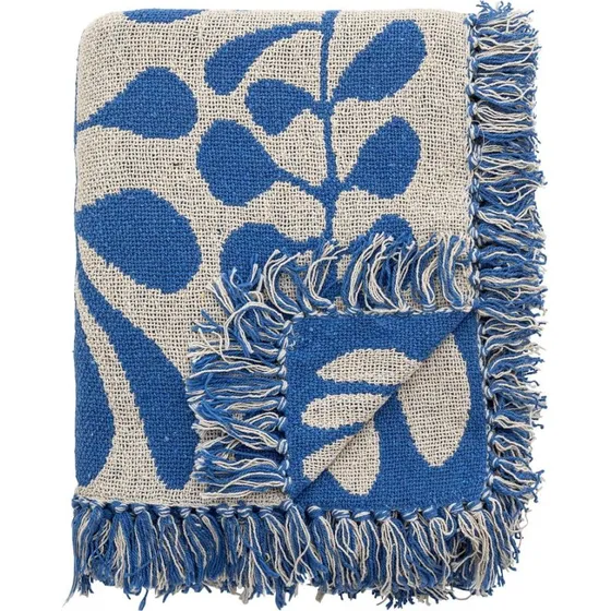 Bloomingville Nevine plaid blu/naturale 130x160 cm