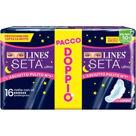 Lines Seta Ultra Notte con Ali Ipoallergenico 16 Pezzi