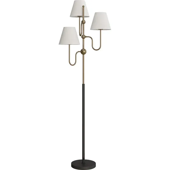 HOMCOM Lampada da Terra Alta 165 cm 3 Punti Luce Oro