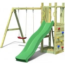Parco Giochi Torretta Legno con Scivolo e Altalene