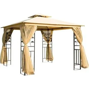 PG Convenienza Gazebo 3x3m con Zanzariera, Acciaio, Bianco