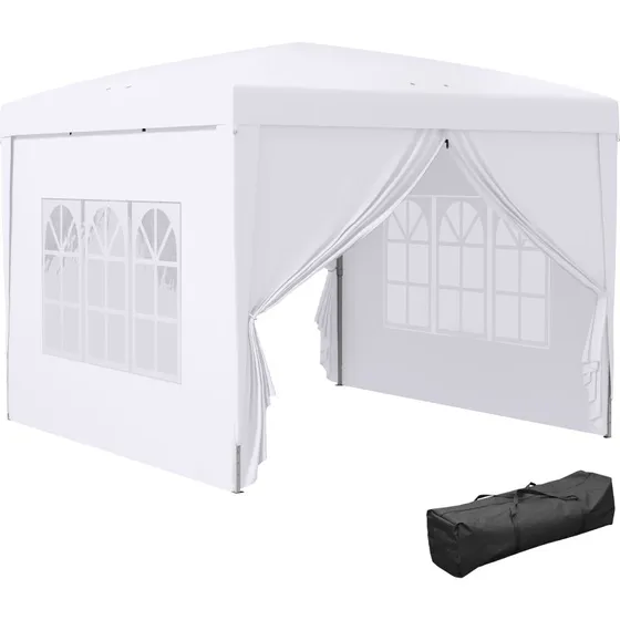 Outsunny Gazebo 3x3 m Pieghevole Impermeabile Bianco