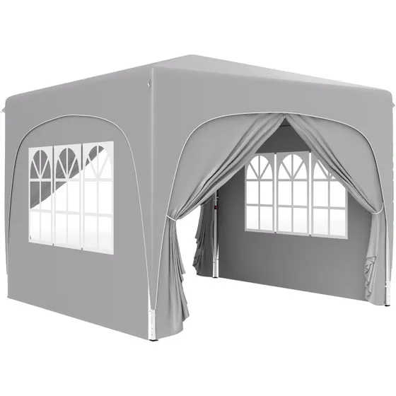 Outsunny Gazebo 3x3m Pieghevole con Altezza Regolabile, Grigio Chiaro