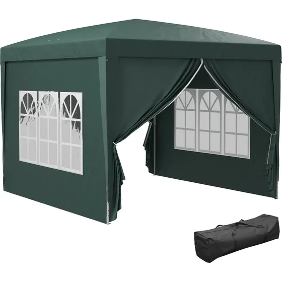 Outsunny Gazebo 3x3 m in Acciaio con Copertura Oxford Verde