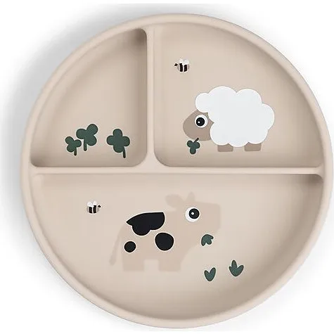 Done by Deer Piatto con ventosa Tiny Farm Sabbia