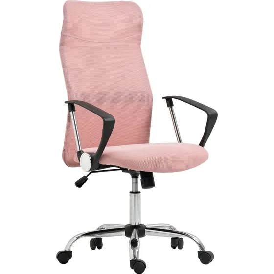 HOMCOM Sedia Ergonomica Girevole Rosa, Altezza Regolabile