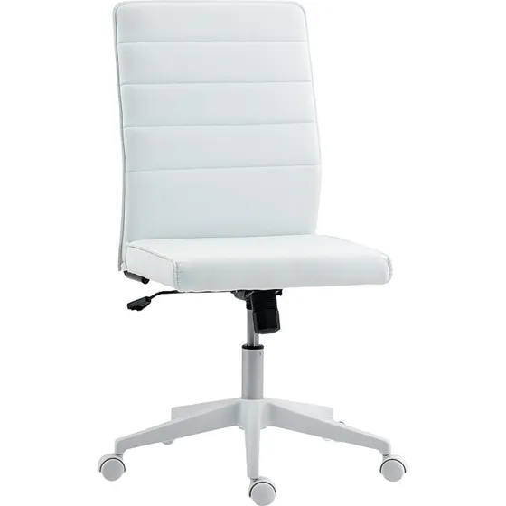 HOMCOM Sedia Ufficio Ergonomica in Pelle PU, Bianco, 58x53x97-107 cm