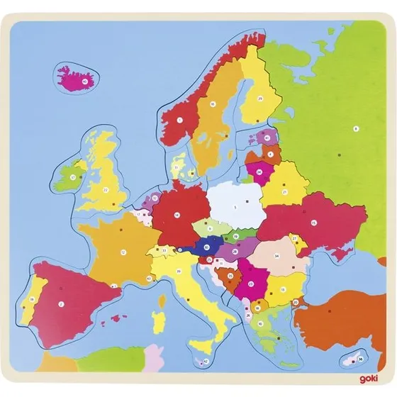 Puzzle Educativo Mappa d'Europa in Legno 35 Pezzi