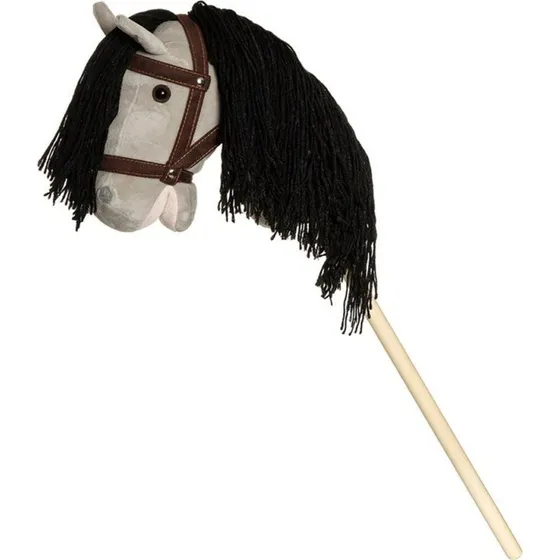 Teddykompaniet Cavallo di Peluche Grigio 80 cm con Redini Marroni