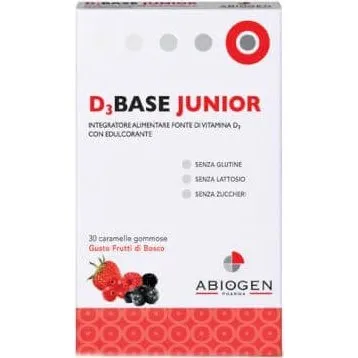 Abiogen D3Base Junior Vitamina D3 Caramelle Gommose Frutti di Bosco
