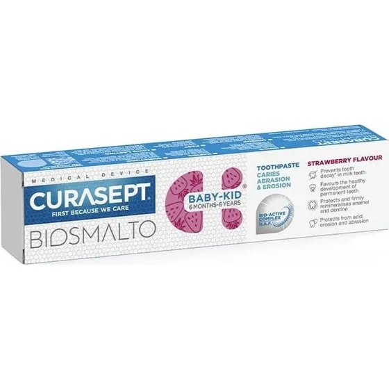 Curasept Biosmalto Baby-Kid Dentifricio Gusto Fragola 50ml