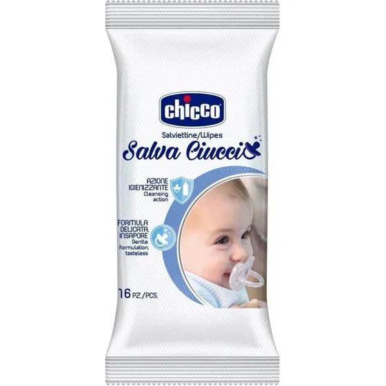 Chicco Salva Ciuccio Salviettine Igienizzanti Delicate, 16 Pezzi
