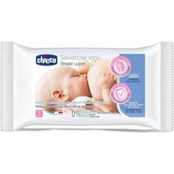 Chicco Salviette Seno per la Detersione Prima e Dopo L'Allattamento, 72 Pezzi